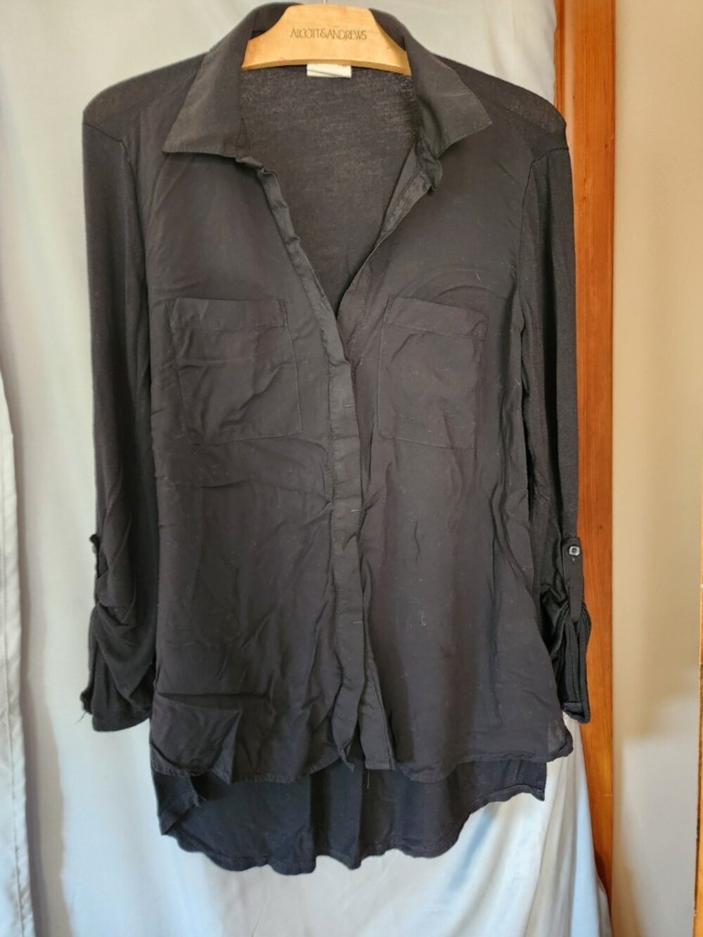 Converse One Star Black Mixed Media Utility Shirt Tunic Size M